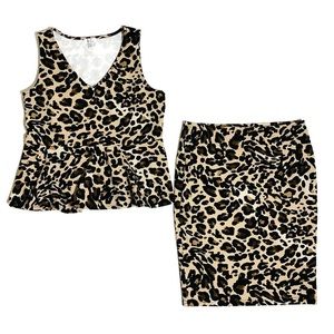 Jules and Leopold leopard print matching top and pencil skirt